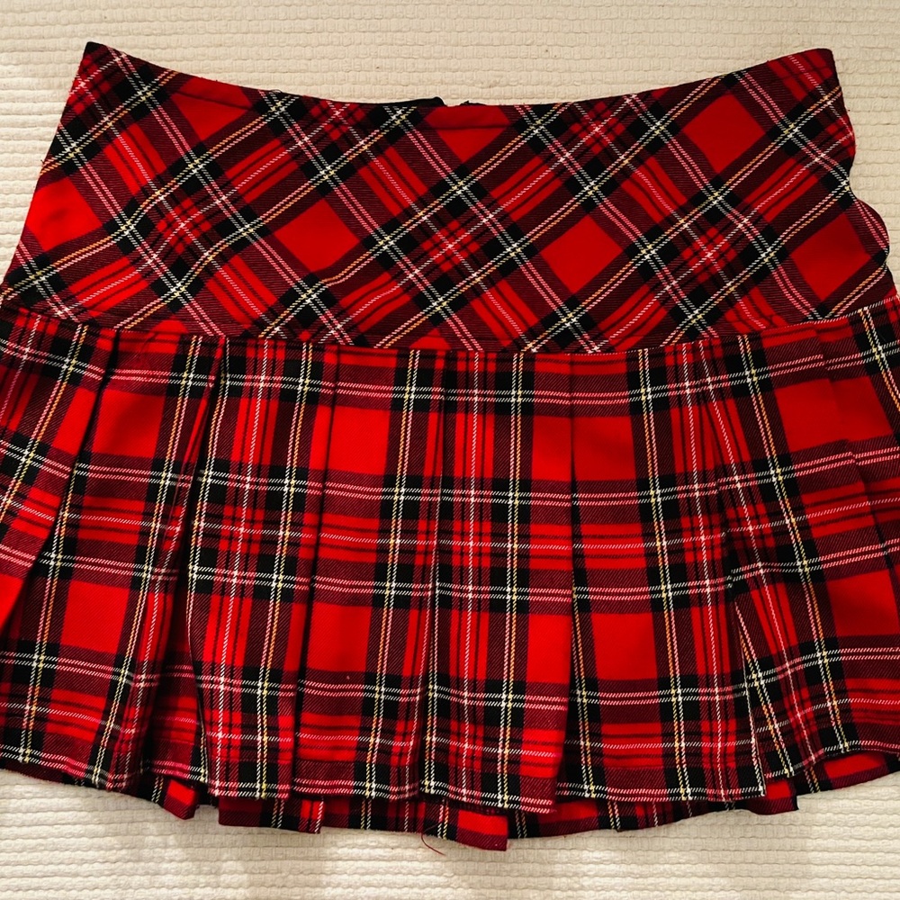 Royal Bones Red and Black Plaid Mini Skirt